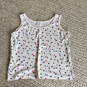 Vintage White Tank Top with Multicolor Polka Dots